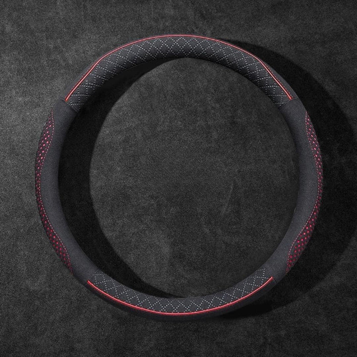 Rivo Suede Steering Wheel Cover – Non-Slip, Breathable, Sweat-Absorbing, 4-Season Universal Fit