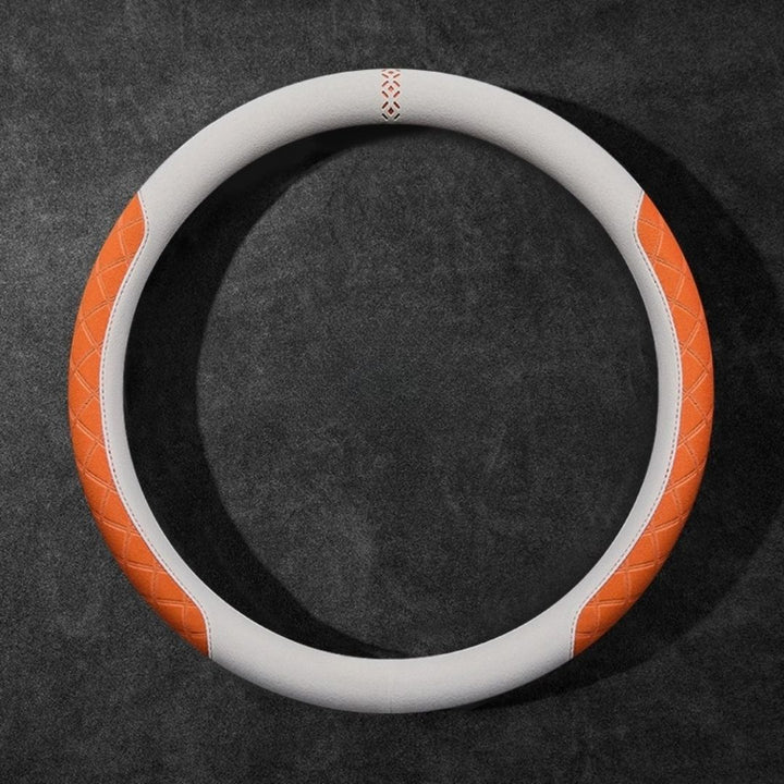 Rivo Suede Steering Wheel Cover – Non-Slip, Breathable, Sweat-Absorbing, 4-Season Universal Fit