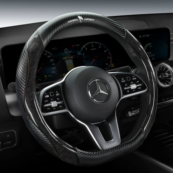 Crystal Peach Carbon Fiber High-Grade Anti-Slip Car Steering Wheel Cover