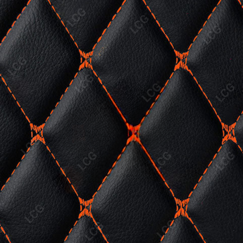 BLACK & ORANGE STITCHING 3D SERIES DIAMOND LUXURY TRUNK CAR MATS SET