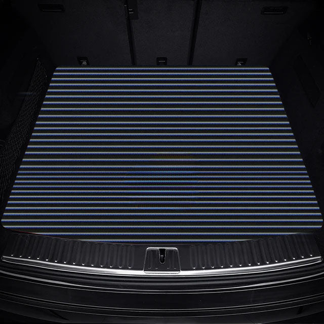 BLACK & BLUE STITCHING STRIPE LUXURY BASE TRUNK CAR MATS SET