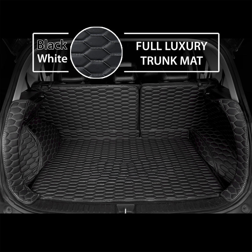 BLACK & WHITE STITCHING 3D SERIES HONEY COMB LUXURY TRUNK CAR MATS SET