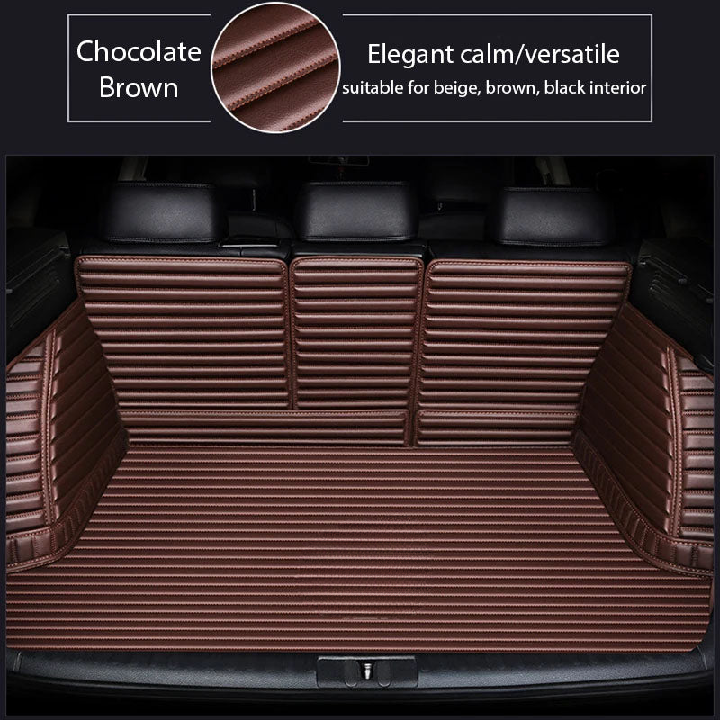 CHOCOLATE BROWN 3D SERIES STRIPE LUXURY TRUNK CAR MATS SET