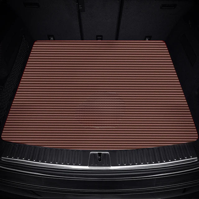 CHOCOLATE BROWN STRIPE LUXURY BASE TRUNK CAR MATS SET