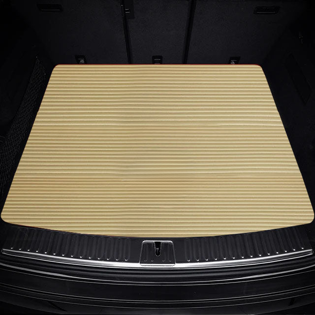CREAM BEIGE STRIPE LUXURY BASE TRUNK CAR MATS SET