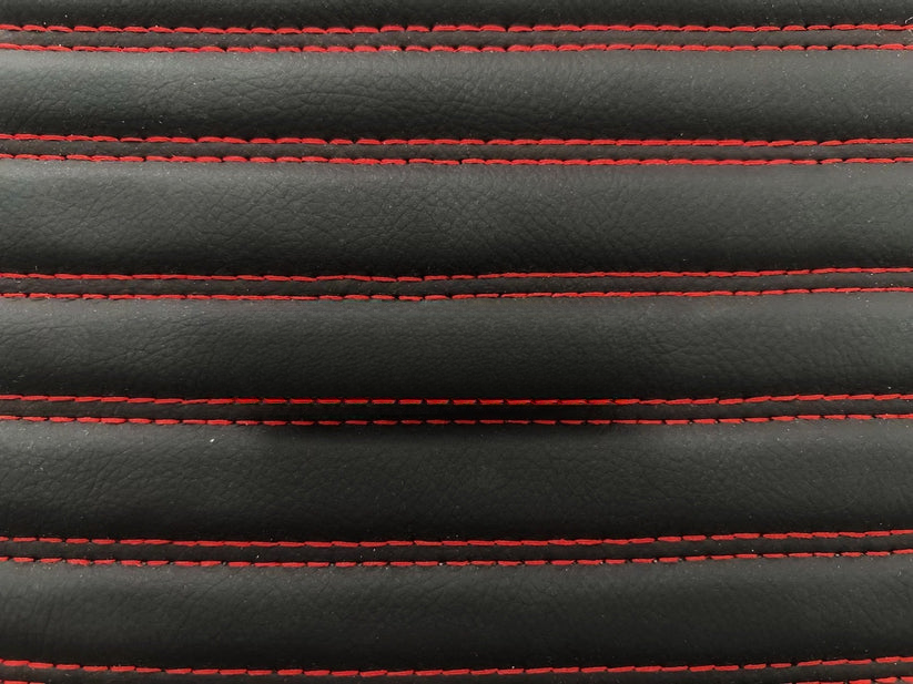 BLACK & RED STITCHING 3D SERIES STRIPE LUXURY TRUNK CAR MATS SET