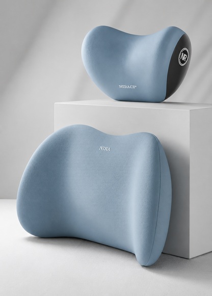 Memory Foam Car Neck Pillow – Ergonomic Headrest & Lumbar Support Cushion with Washable Cover