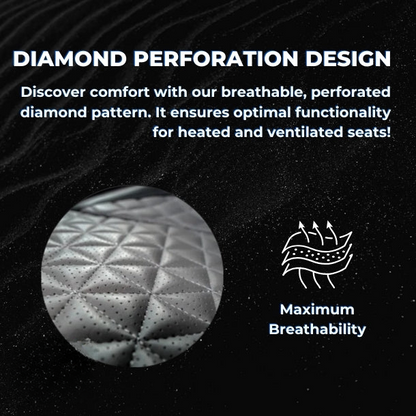 Black & Grey Breathable Waterproof Diamond Pattern Leather Seat Cover for Cars