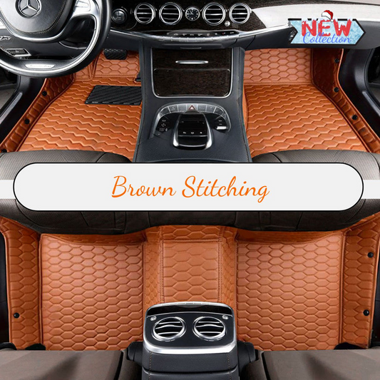 BROWN HONEY COMB LUXURY CAR MATS SET