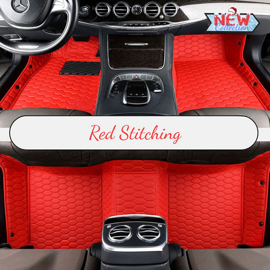 FERRARI RED HONEY COMB LUXURY CAR MATS SET