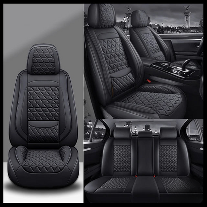 Black Breathable Waterproof Diamond Pattern Leather Seat Cover for Cars