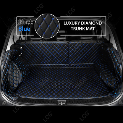 BLACK & BLUE STITCHING 3D SERIES DIAMOND LUXURY TRUNK CAR MATS SET
