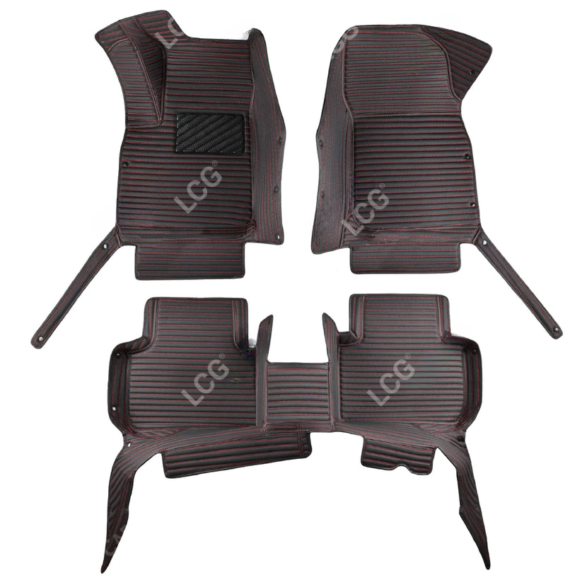 GALAXY CUSTOM SINGLE LAYER CAR MATS SET BLACK & RED
