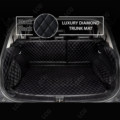 BLACK & BLACK STITCHING 3D SERIES DIAMOND LUXURY TRUNK CAR MATS SET