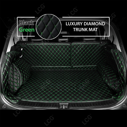BLACK & GREEN STITCHING 3D SERIES DIAMOND LUXURY TRUNK CAR MATS SET