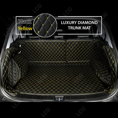 BLACK & YELLOW STITCHING 3D SERIES DIAMOND LUXURY TRUNK CAR MATS SET