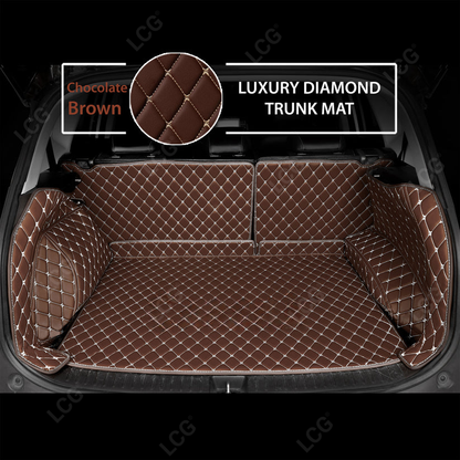 CHOCOLATE BROWN STITCHING 3D SERIES DIAMOND LUXURY TRUNK CAR MATS SET