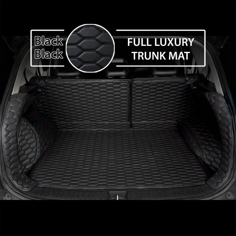 BLACK & BLACK STITCHING 3D SERIES HONEY COMB LUXURY TRUNK CAR MATS SET