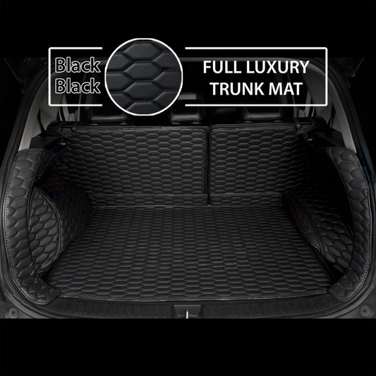 BLACK & BLACK STITCHING 3D SERIES HONEY COMB LUXURY TRUNK CAR MATS SET