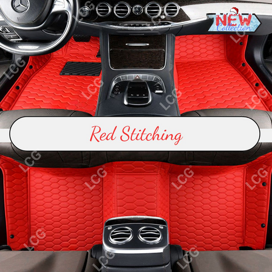 FERRARI RED HONEY COMB LUXURY CAR MATS SET