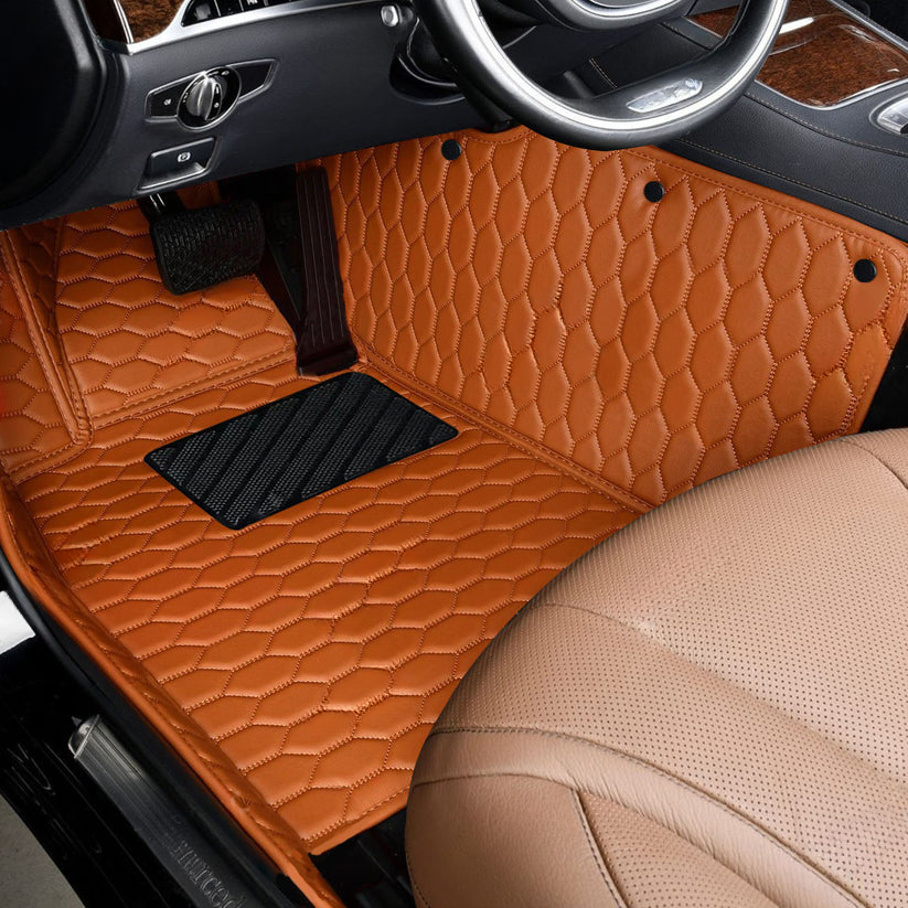 BROWN HONEY COMB LUXURY CAR MATS SET