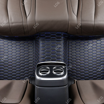 BLACK & BLUE STITCHING HONEY COMB LUXURY CAR MATS SET
