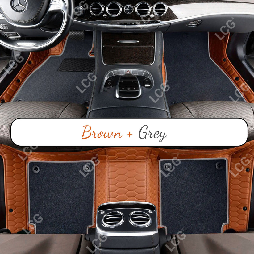 BROWN HONEYCOMB BASE DOUBLE LAYER CAR MAT SET