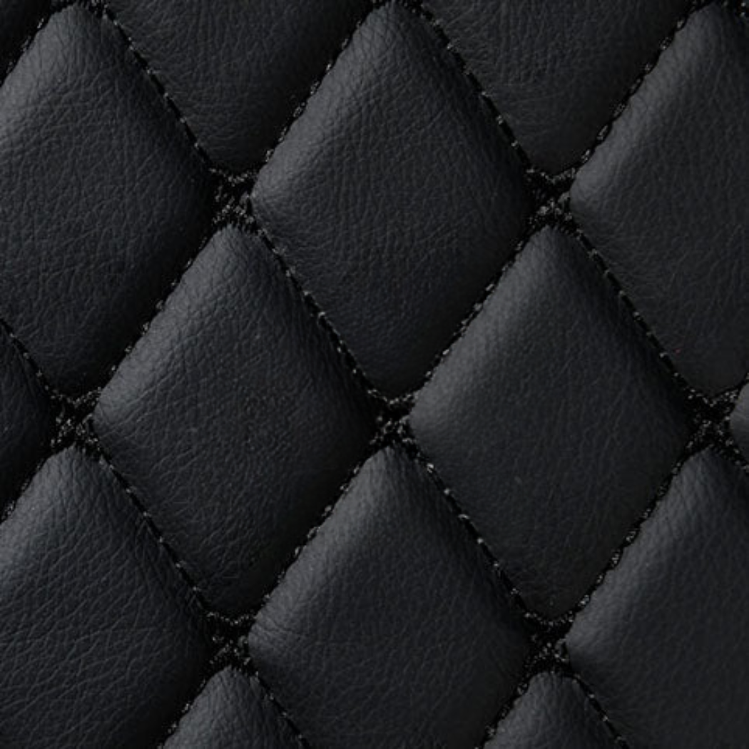 BLACK & BLACK STITCHING DIAMOND LUXURY TRUNK CAR MATS SET