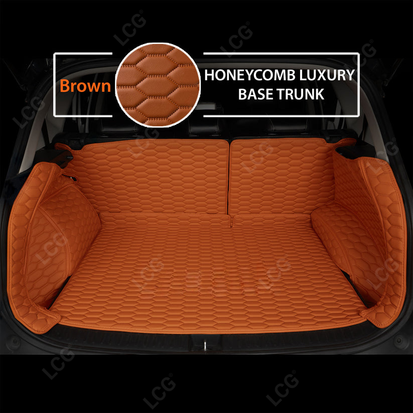 CARAMEL BROWN 3D SERIES HONEY COMB LUXURY TRUNK CAR MATS SET