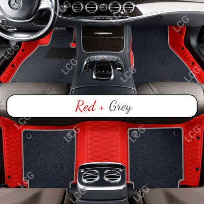 FERRARI RED HONEYCOMB BASE DOUBLE LAYER CAR MAT SET