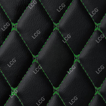 BLACK & GREEN STITCHING DIAMOND LUXURY BASE TRUNK CAR MATS SET