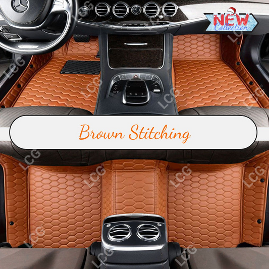 BROWN HONEY COMB LUXURY CAR MATS SET