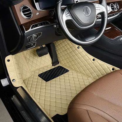 BEIGE DIAMOND PATTERN CAR MATS SET