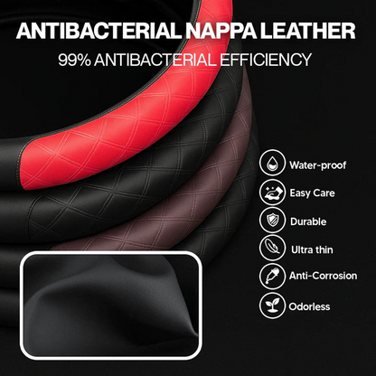 Manez Breathable Leather Steering Wheel Cover | Anti-Slip, Universal Fit