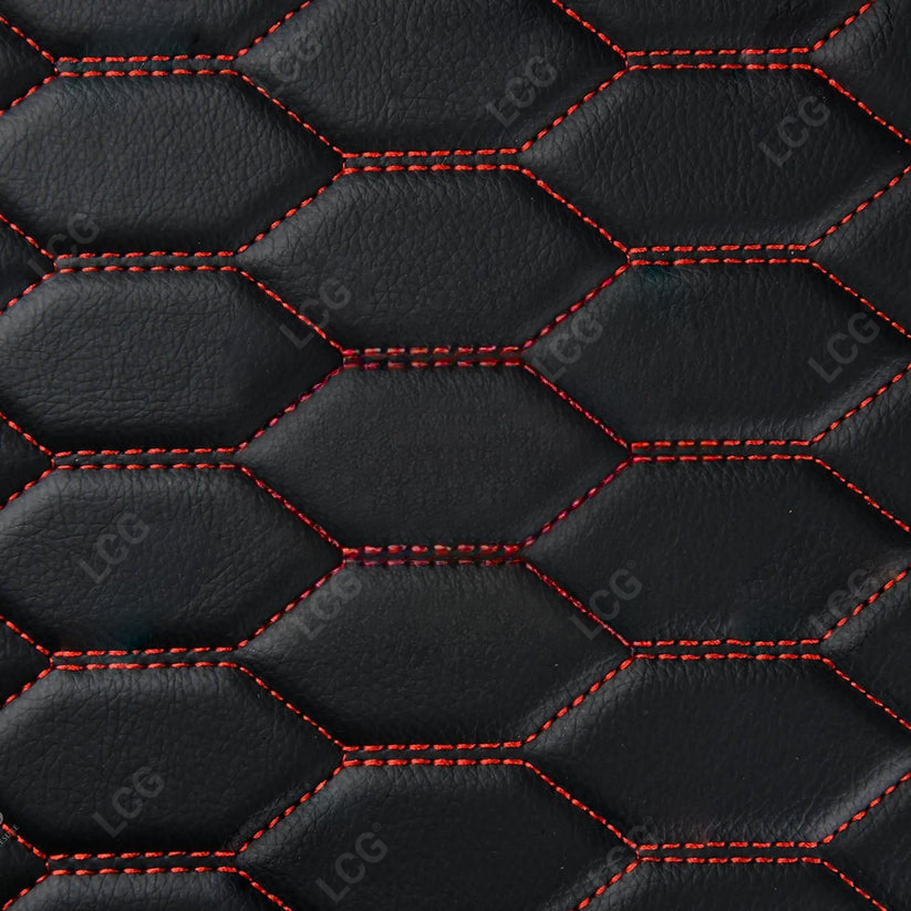 BLACK & RED STITCHING 3D SERIES HONEY COMB LUXURY TRUNK CAR MATS SET