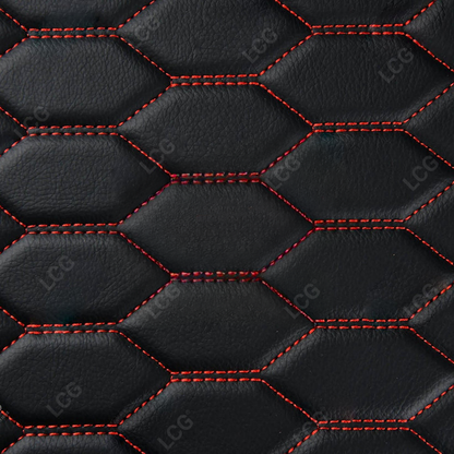 BLACK & RED STITCHING 3D SERIES HONEY COMB LUXURY TRUNK CAR MATS SET