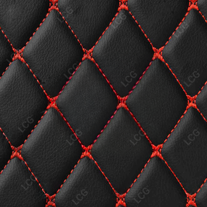 BLACK RED STITCHING 3D DIAMOND LUXURY BASE TRUNK CAR MATS SET