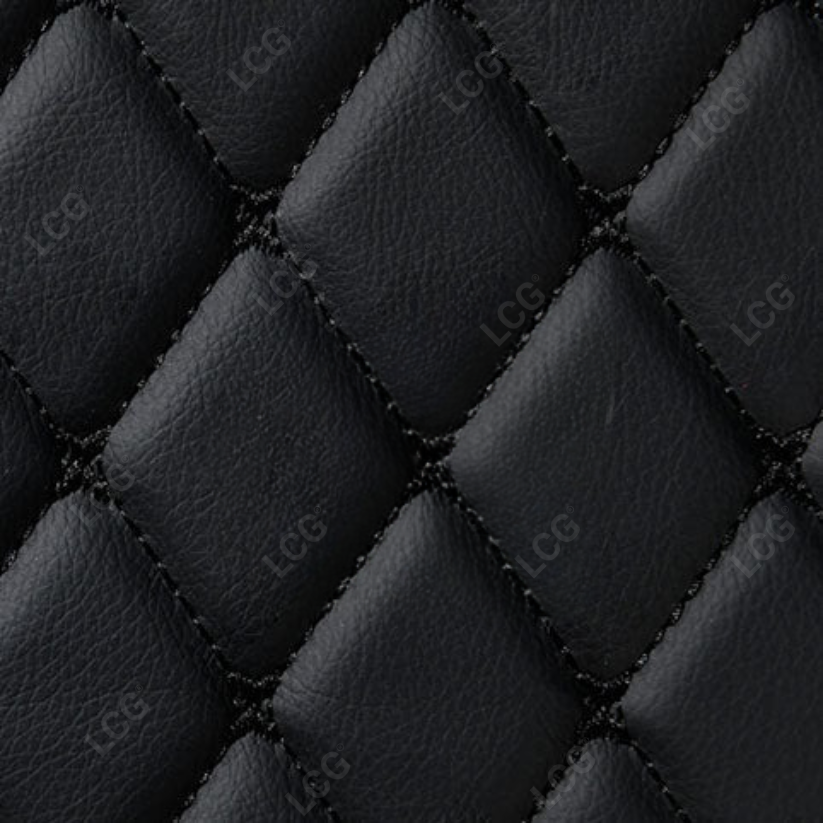 BLACK & BLACK STITCHING 3D SERIES DIAMOND LUXURY TRUNK CAR MATS SET