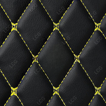 BLACK & YELLOW STITCHING 3D SERIES DIAMOND LUXURY TRUNK CAR MATS SET