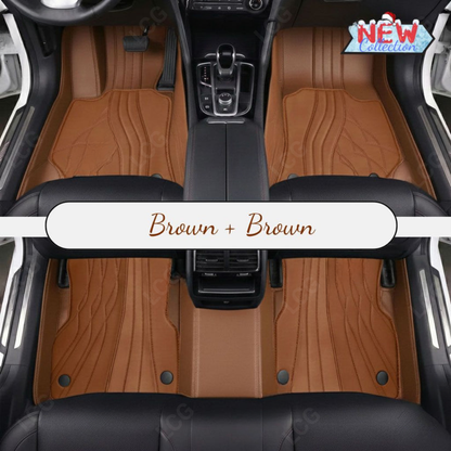 CARAMEL BROWN PATTERN DOUBLE LAYER PREMIUM CAR MATS SET