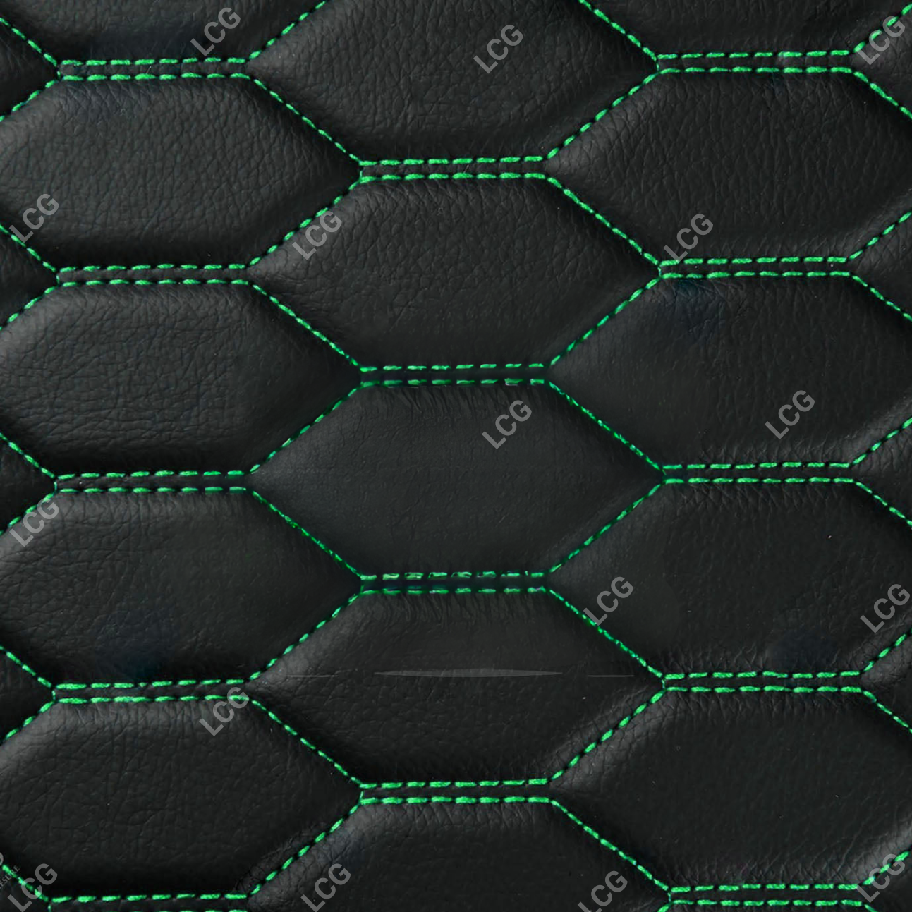 BLACK & GREEN STITCHING HONEY COMB LUXURY CAR MATS SET