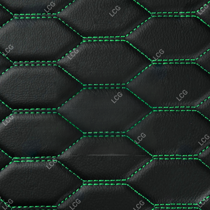 BLACK & GREEN STITCHING HONEY COMB LUXURY CAR MATS SET