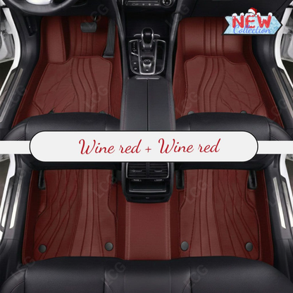 RED PATTERN DOUBLE LAYER PREMIUM CAR MATS SET