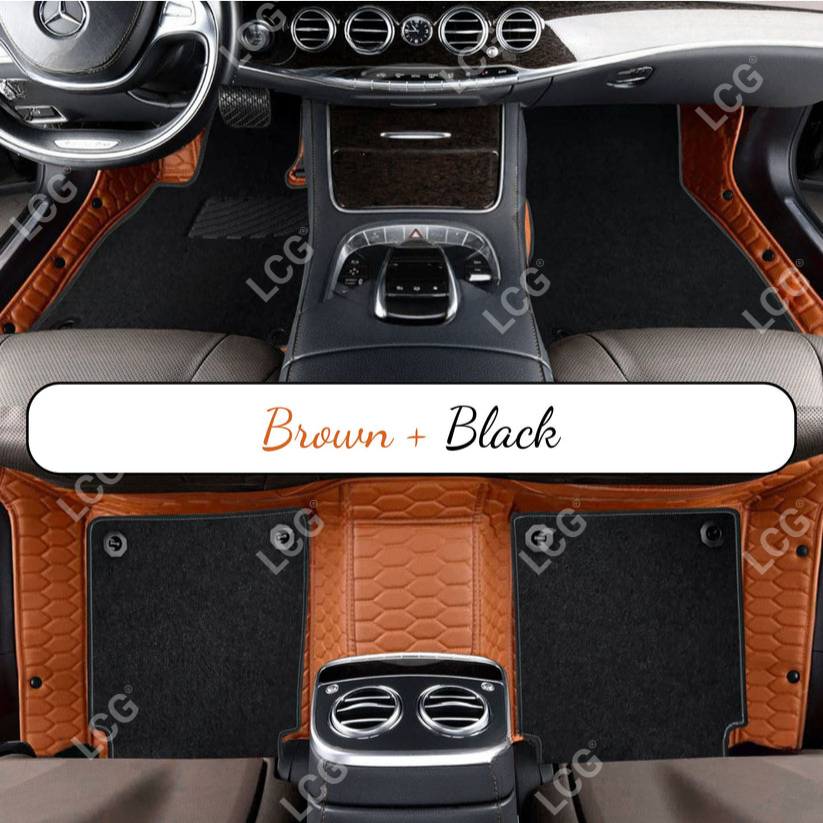 BROWN HONEYCOMB BASE DOUBLE LAYER CAR MAT SET