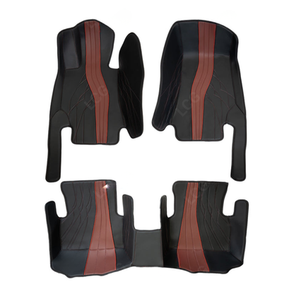 BLACK AND RED PATTERN DOUBLE LAYER PREMIUM CAR MATS SET