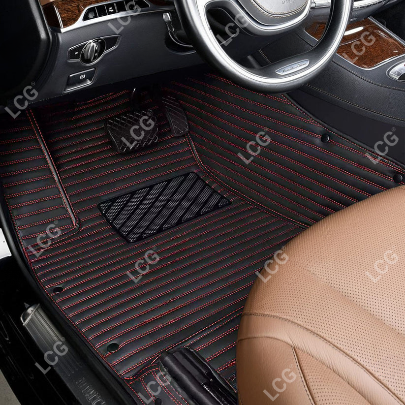 GALAXY CUSTOM SINGLE LAYER CAR MATS SET BLACK & RED