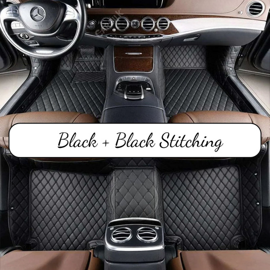 BLACK & BLACK DIAMOND PATTERN CAR MATS SET