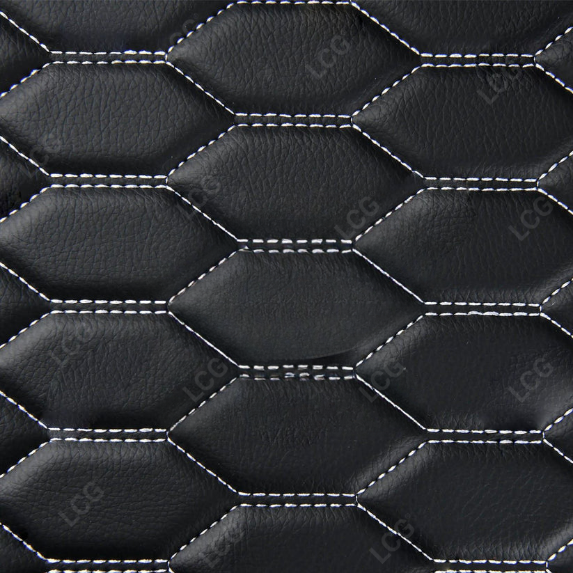 BLACK & WHITE STITCHING 3D SERIES HONEY COMB LUXURY TRUNK CAR MATS SET