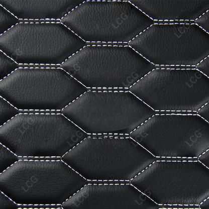 BLACK & WHITE STITCHING 3D SERIES HONEY COMB LUXURY TRUNK CAR MATS SET