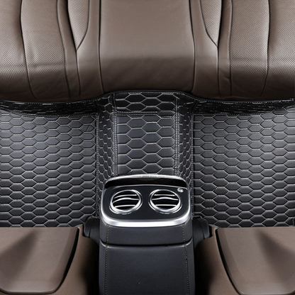 BLACK & WHITE STITCHING HONEY COMB LUXURY CAR MATS SET